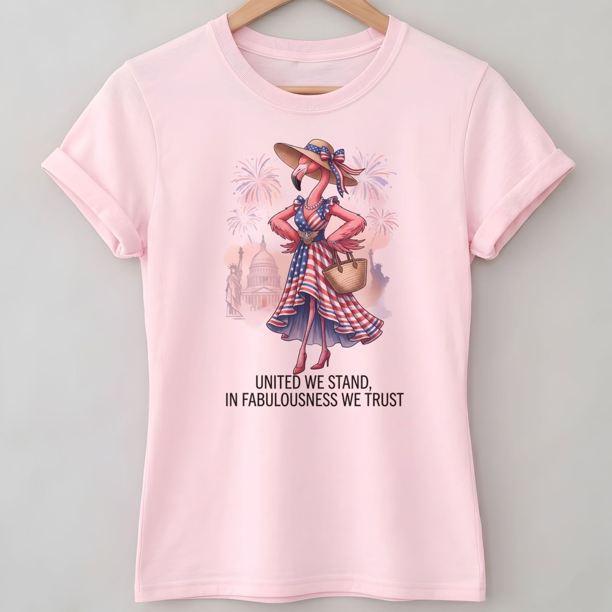 United We Stand In Fabulousness We Trust Flamingo July 4th Shirt - FlamingoAholic