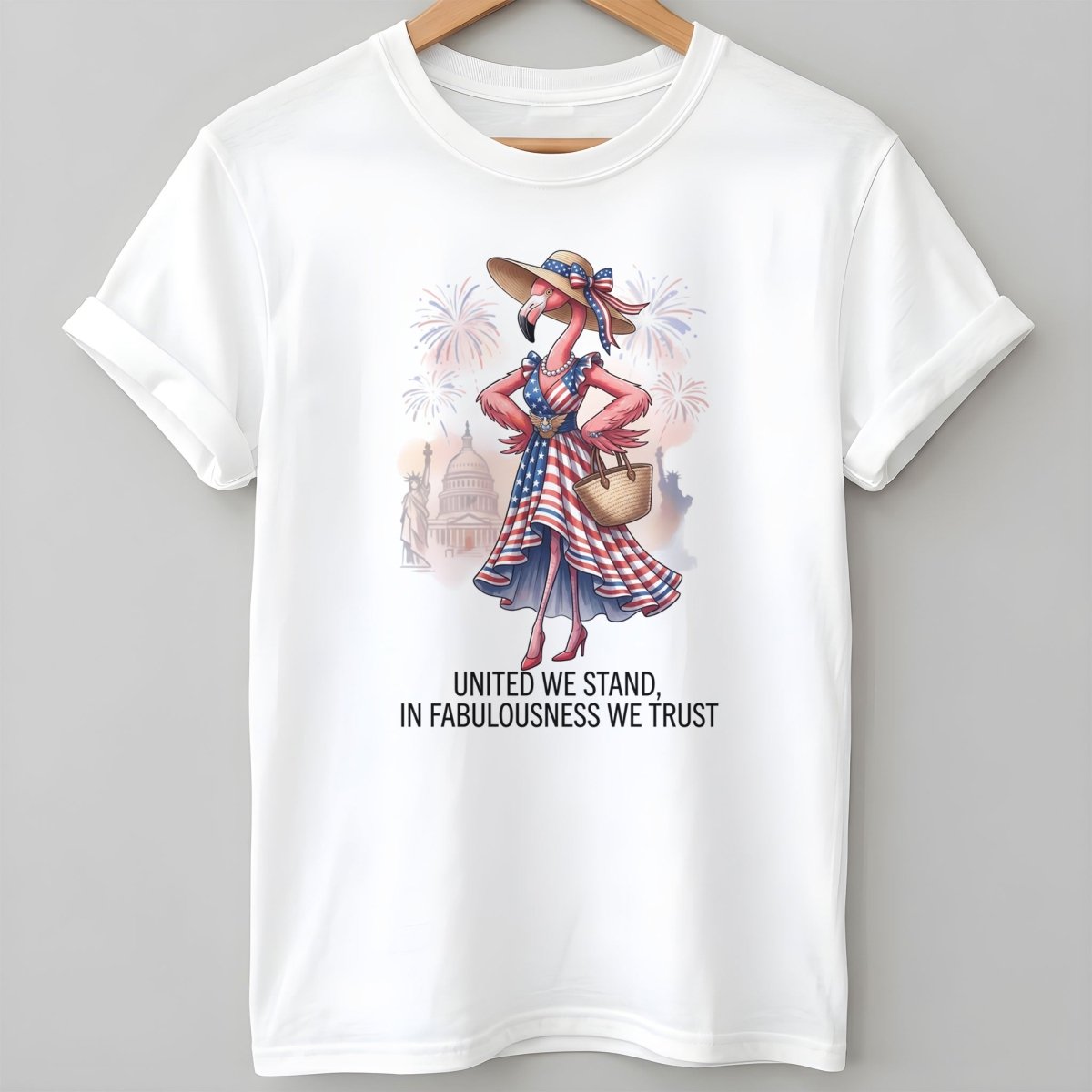 United We Stand In Fabulousness We Trust Flamingo July 4th Shirt - FlamingoAholic