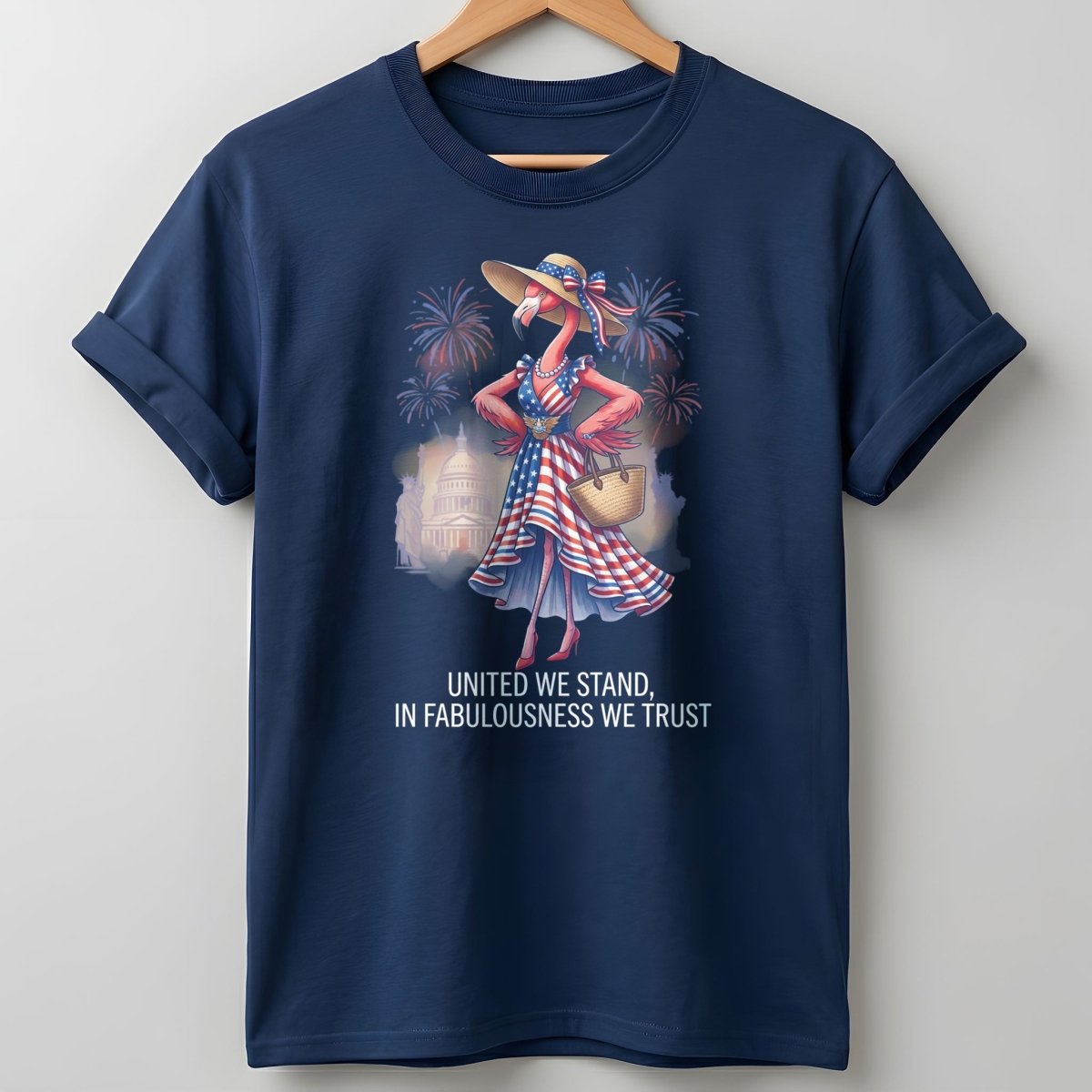 United We Stand In Fabulousness We Trust Flamingo July 4th Shirt - FlamingoAholic