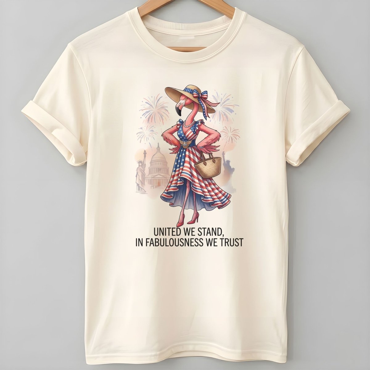 United We Stand In Fabulousness We Trust Flamingo July 4th Shirt - FlamingoAholic