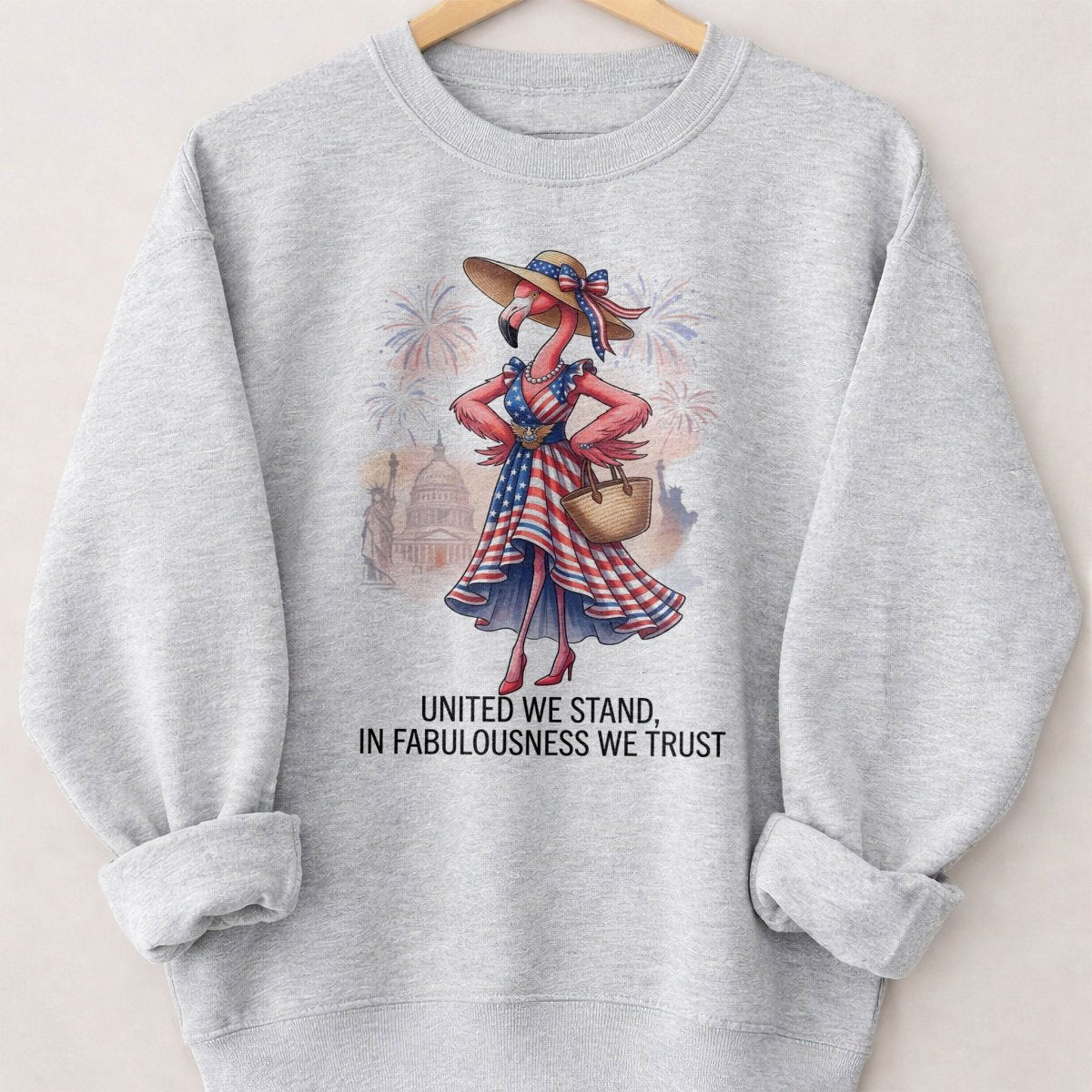 United We Stand In Fabulousness We Trust Flamingo July 4th Shirt - FlamingoAholic