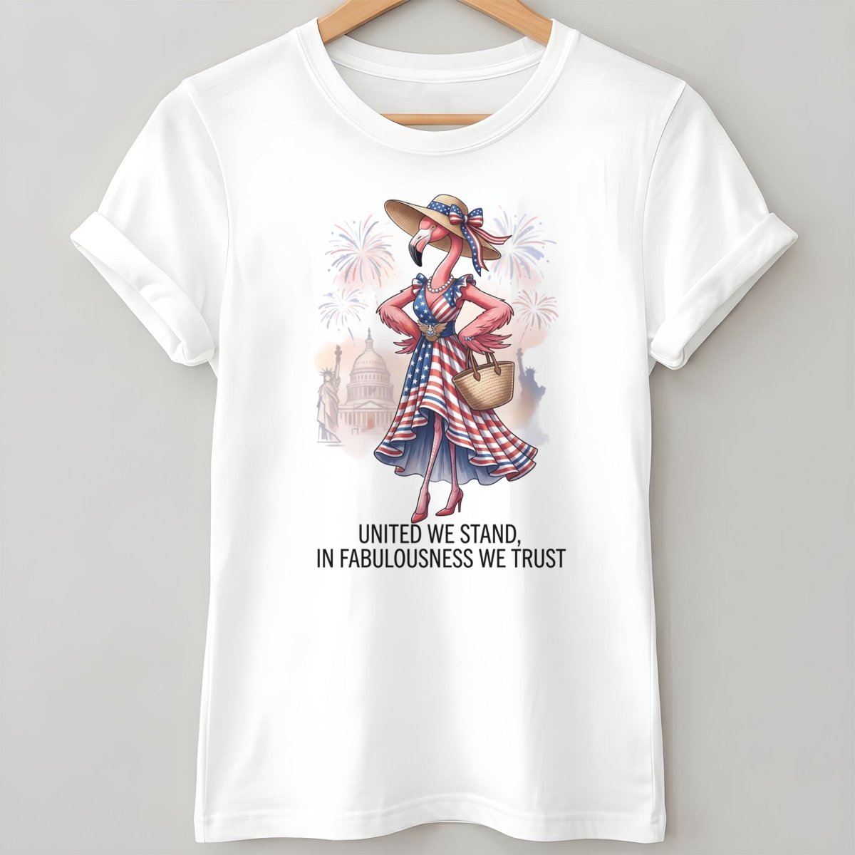 United We Stand In Fabulousness We Trust Flamingo July 4th Shirt - FlamingoAholic