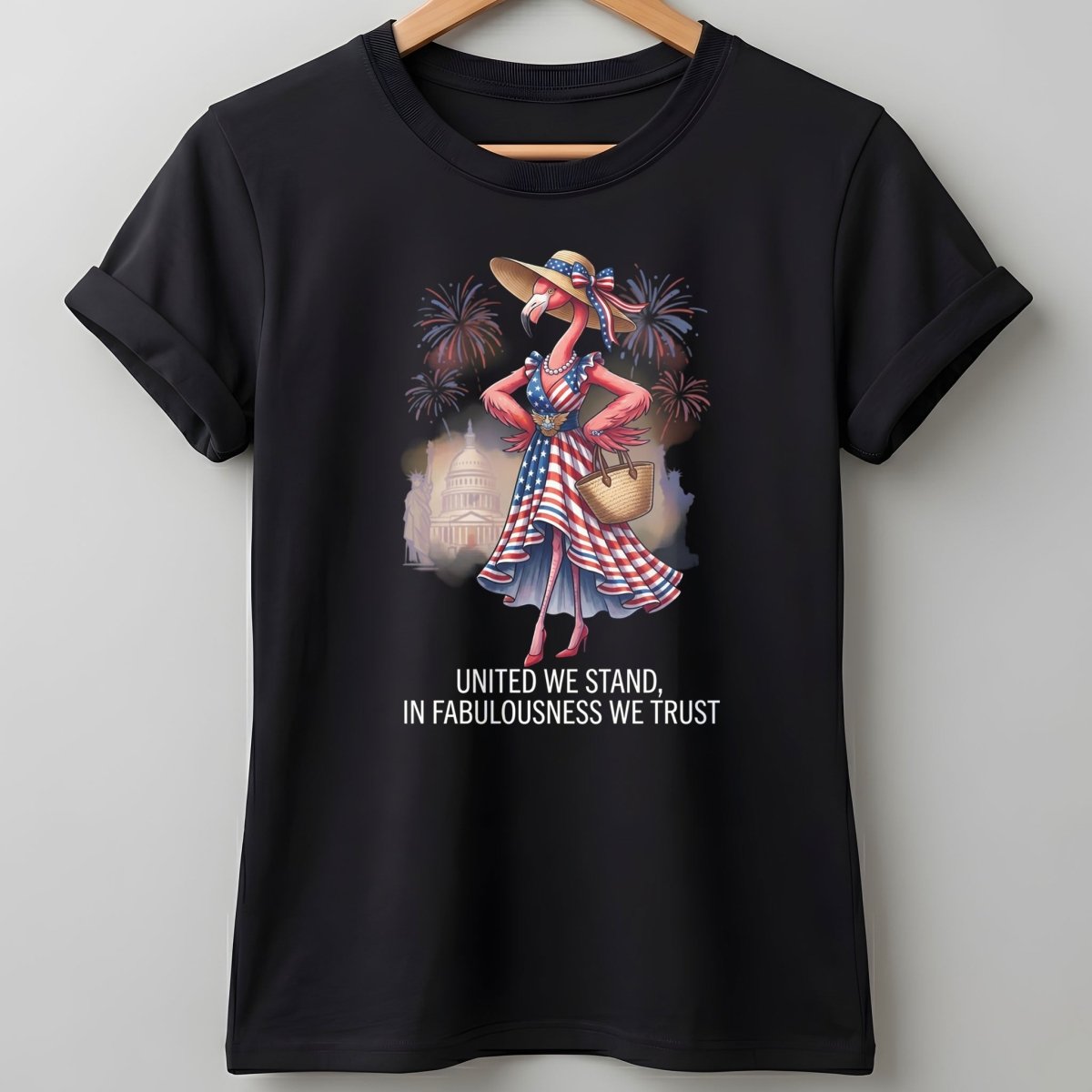 United We Stand In Fabulousness We Trust Flamingo July 4th Shirt - FlamingoAholic
