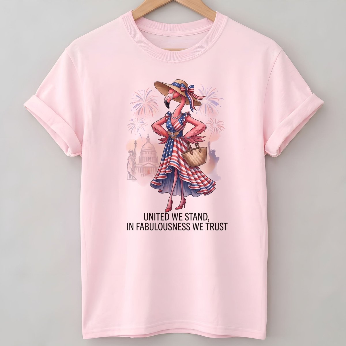 United We Stand In Fabulousness We Trust Flamingo July 4th Shirt - FlamingoAholic