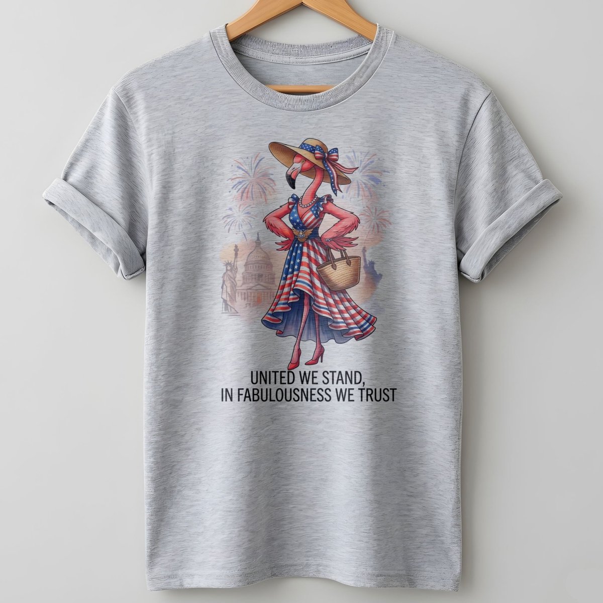 United We Stand In Fabulousness We Trust Flamingo July 4th Shirt - FlamingoAholic