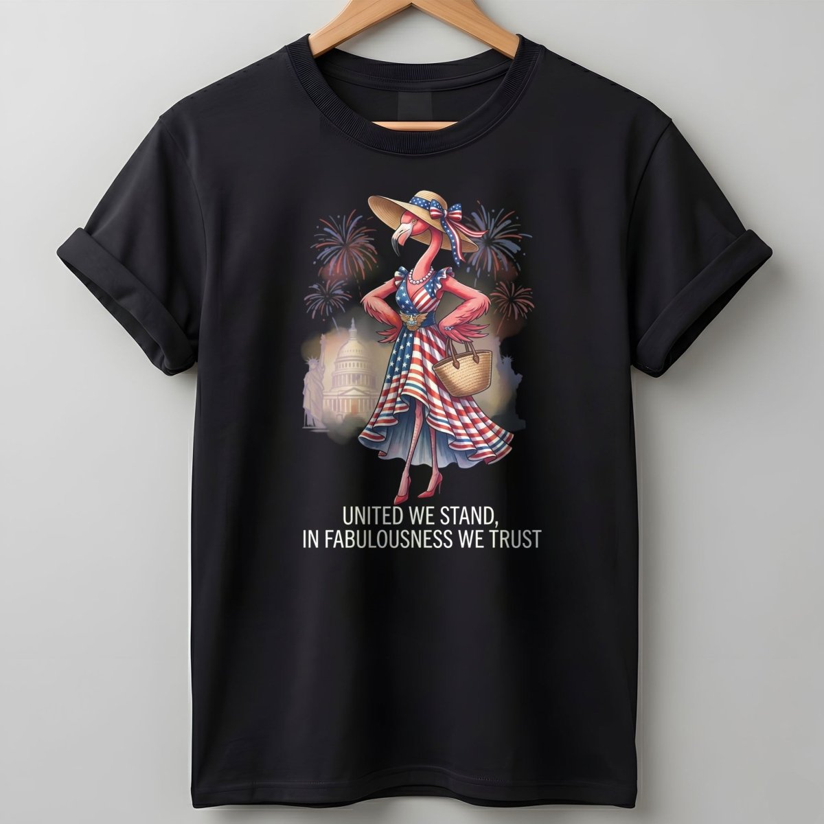 United We Stand In Fabulousness We Trust Flamingo July 4th Shirt - FlamingoAholic
