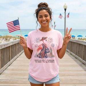 United We Strut The Fabric of America Flamingo July 4th Shirt - FlamingoAholic