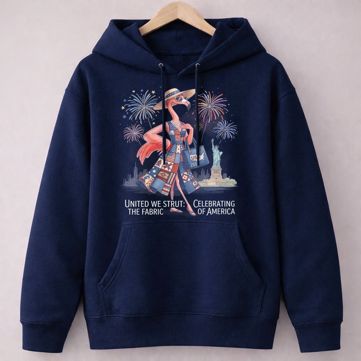 United We Strut The Fabric of America Flamingo July 4th Shirt - FlamingoAholic