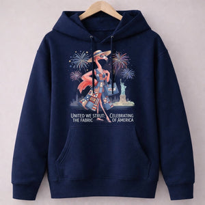 United We Strut The Fabric of America Flamingo July 4th Shirt - FlamingoAholic