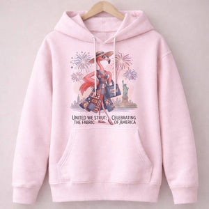 United We Strut The Fabric of America Flamingo July 4th Shirt - FlamingoAholic
