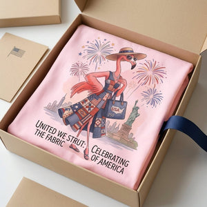 United We Strut The Fabric of America Flamingo July 4th Shirt - FlamingoAholic