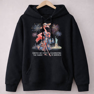 United We Strut The Fabric of America Flamingo July 4th Shirt - FlamingoAholic