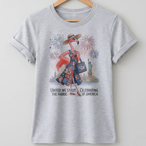 United We Strut The Fabric of America Flamingo July 4th Shirt - FlamingoAholic