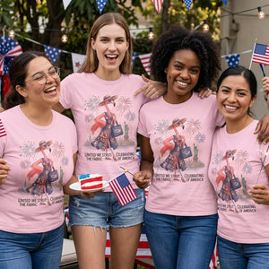 United We Strut The Fabric of America Flamingo July 4th Shirt - FlamingoAholic
