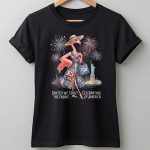 United We Strut The Fabric of America Flamingo July 4th Shirt - FlamingoAholic