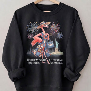 United We Strut The Fabric of America Flamingo July 4th Shirt - FlamingoAholic
