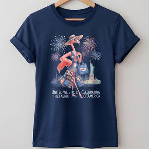United We Strut The Fabric of America Flamingo July 4th Shirt - FlamingoAholic