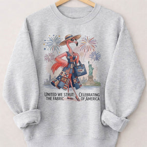 United We Strut The Fabric of America Flamingo July 4th Shirt - FlamingoAholic