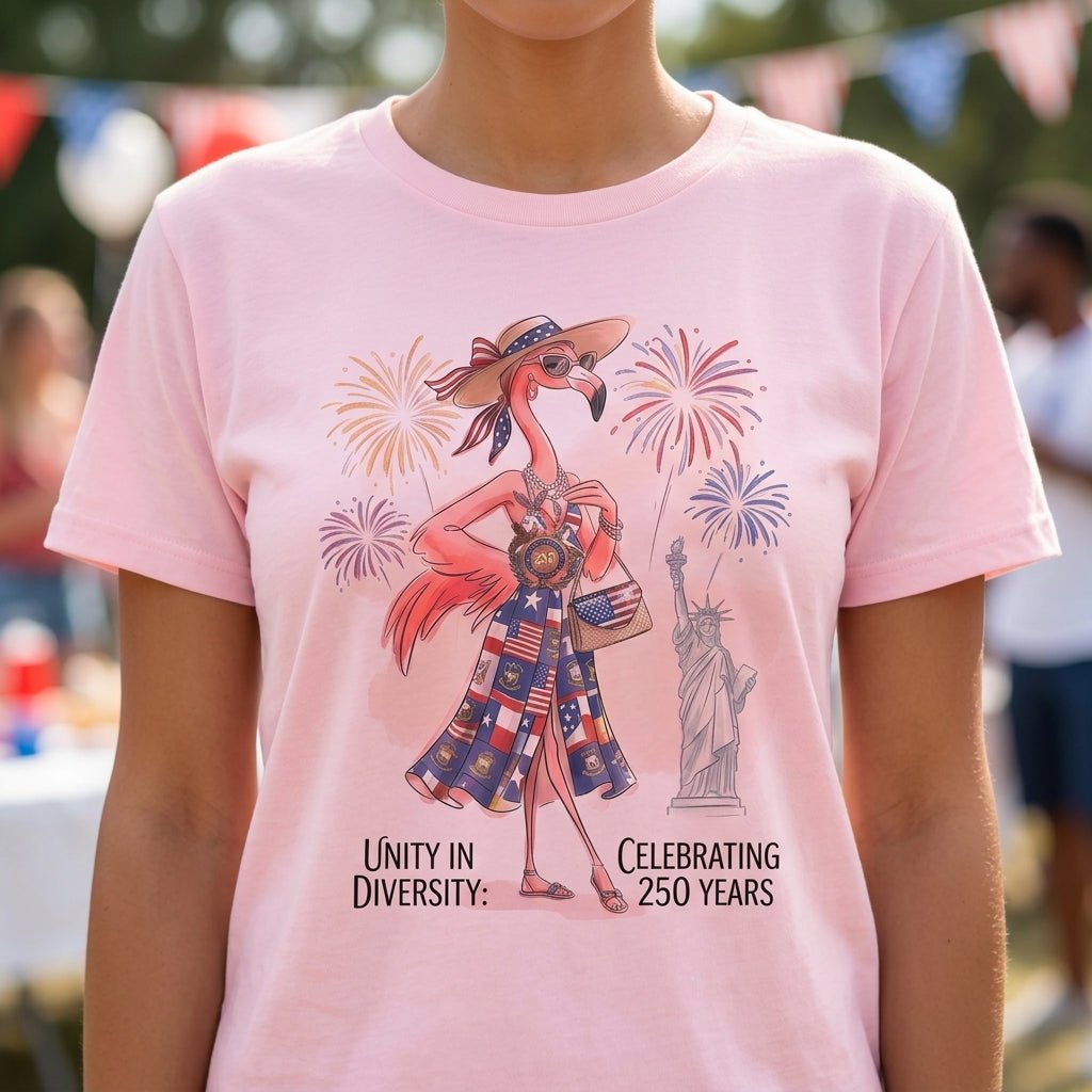 Unity in Diversity Celebrating 250 Years Flamingo July 4th Shirt - FlamingoAholic