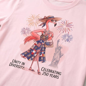 Unity in Diversity Celebrating 250 Years Flamingo July 4th Shirt - FlamingoAholic