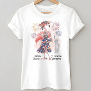 Unity in Diversity Celebrating 250 Years Flamingo July 4th Shirt - FlamingoAholic