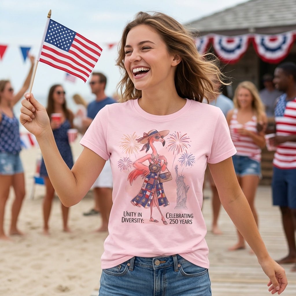 Unity in Diversity Celebrating 250 Years Flamingo July 4th Shirt - FlamingoAholic