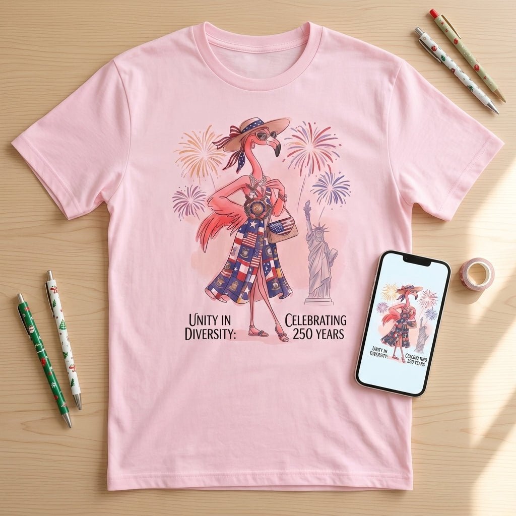 Unity in Diversity Celebrating 250 Years Flamingo July 4th Shirt - FlamingoAholic