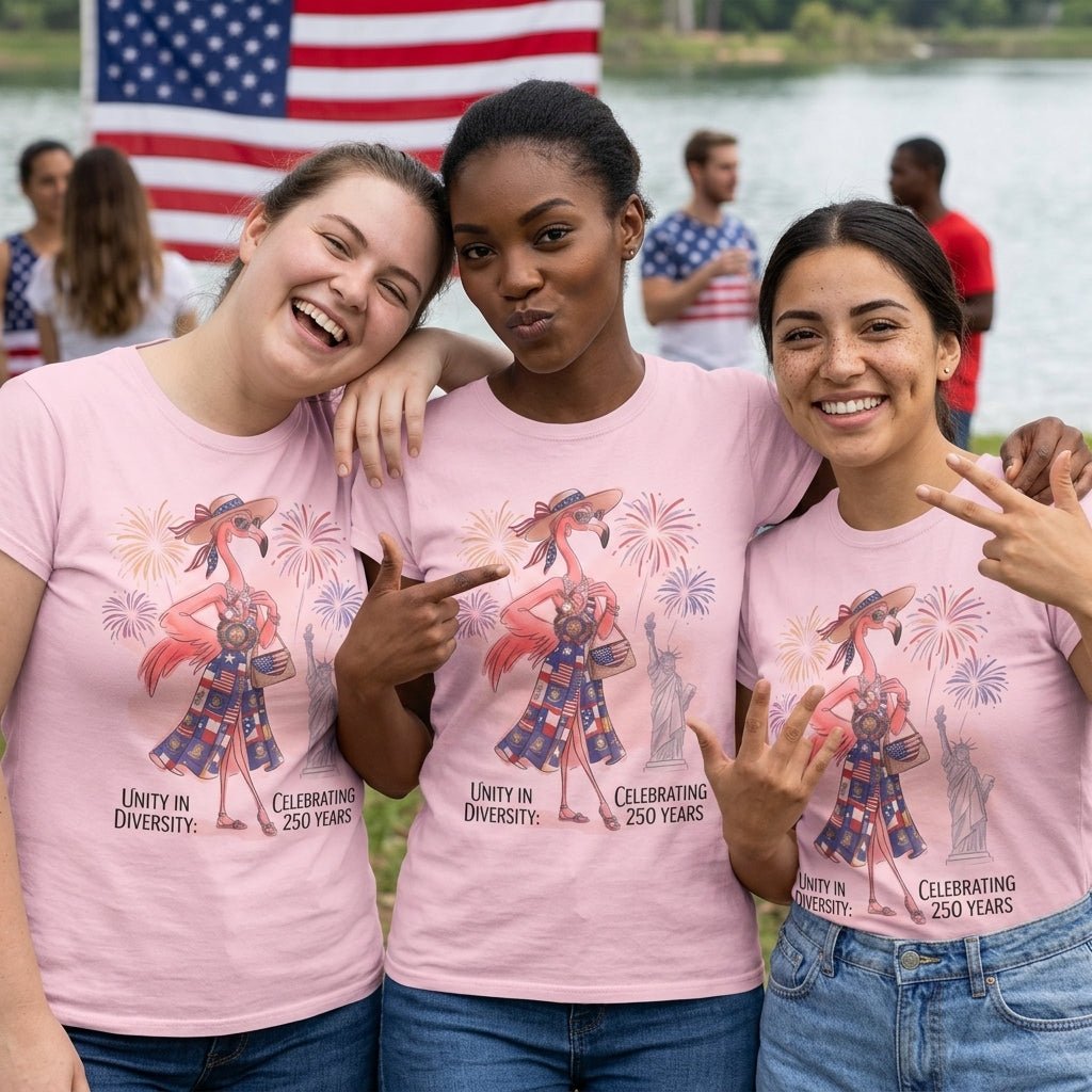 Unity in Diversity Celebrating 250 Years Flamingo July 4th Shirt - FlamingoAholic