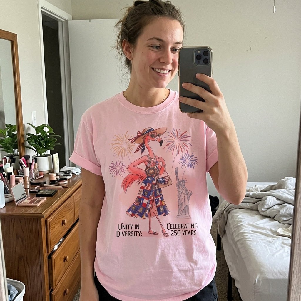 Unity in Diversity Celebrating 250 Years Flamingo July 4th Shirt - FlamingoAholic