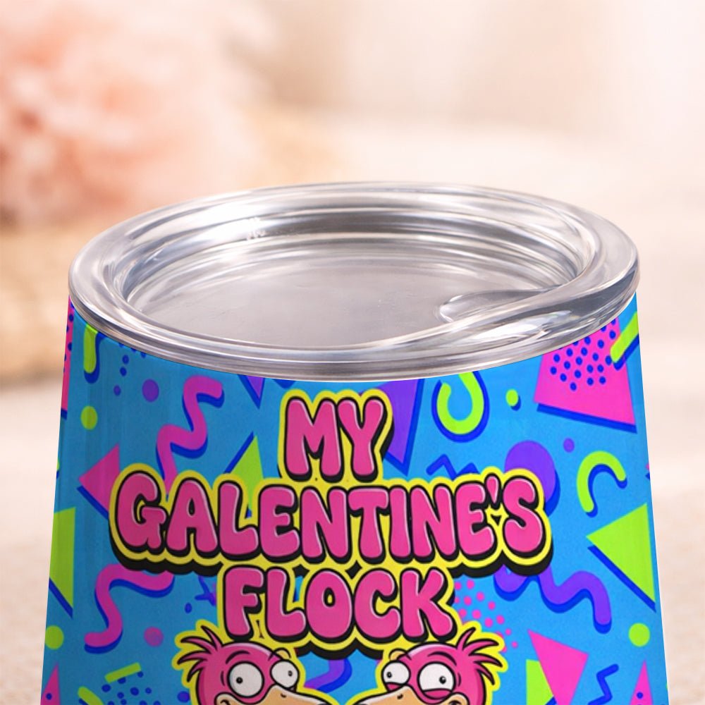 Vibrant Personalized Flamingo Galentine Wine Tumbler - Matching Best Friend Gift - FlamingoAholic