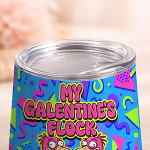 Vibrant Personalized Flamingo Galentine Wine Tumbler - Matching Best Friend Gift - FlamingoAholic