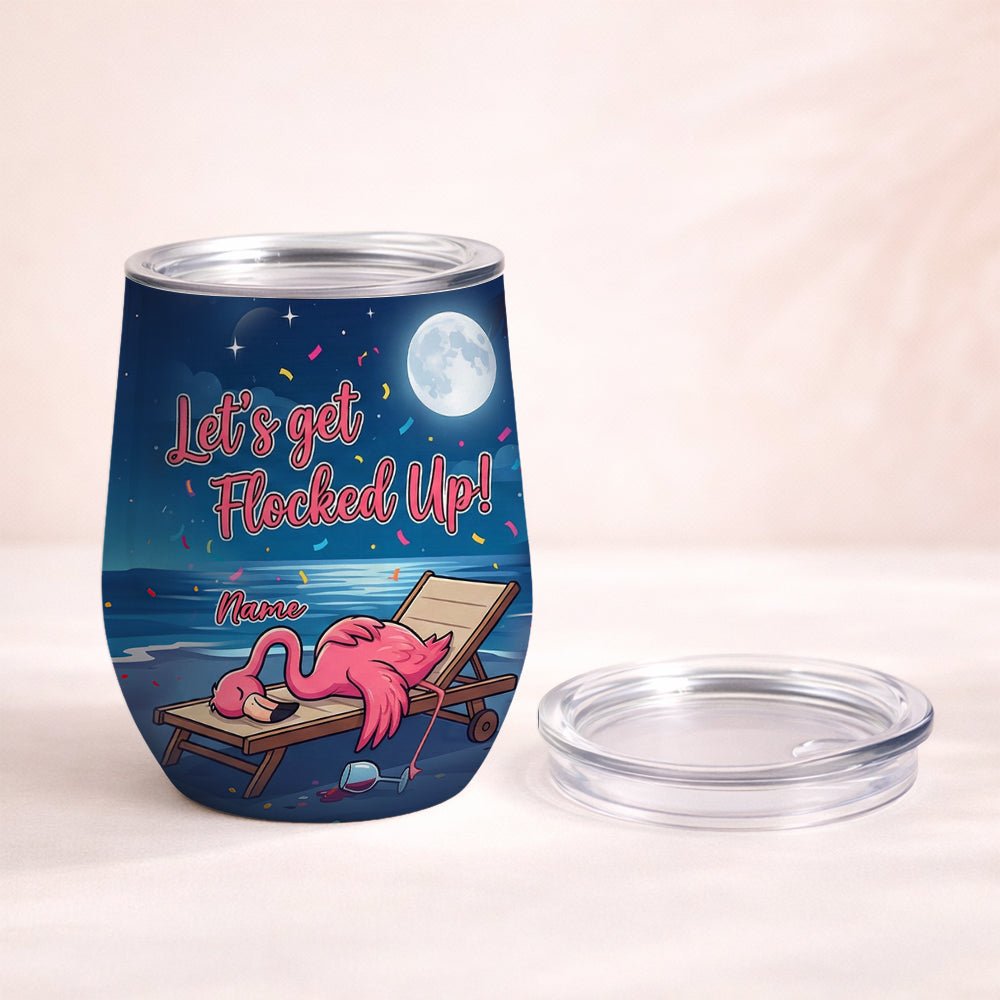 Vibrant Personalized Flamingo Wine Tumbler - Funny Stainless Steel Stemless Cup Gift - FlamingoAholic