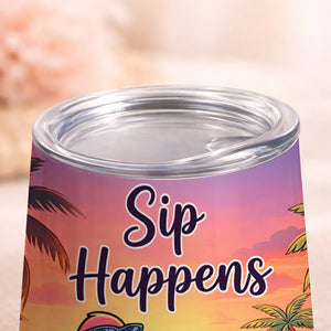 Vibrant Personalized Flamingo Wine Tumbler - Funny Stainless Steel Stemless Cup Gift - FlamingoAholic