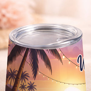 Vibrant Personalized Flamingo Wine Tumbler - Funny Stainless Steel Stemless Cup Gift - FlamingoAholic