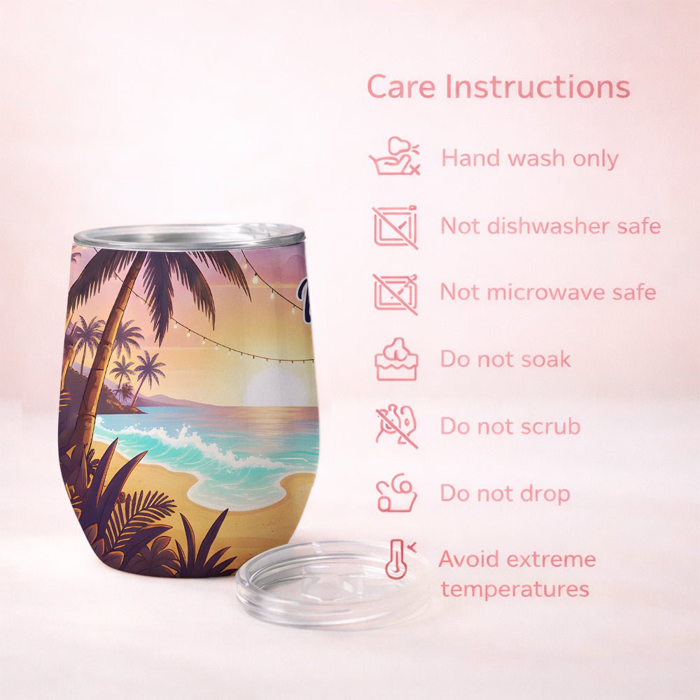 Vibrant Personalized Flamingo Wine Tumbler - Funny Stainless Steel Stemless Cup Gift - FlamingoAholic
