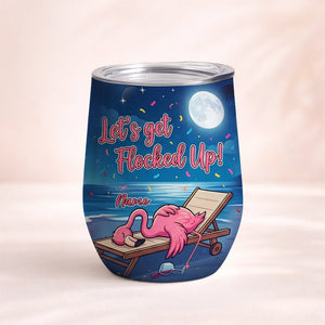 Vibrant Personalized Flamingo Wine Tumbler - Funny Stainless Steel Stemless Cup Gift - FlamingoAholic