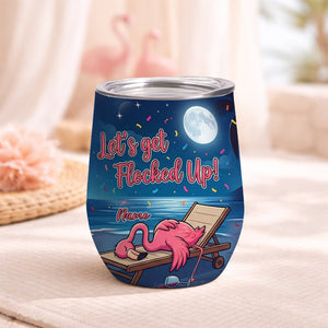 Vibrant Personalized Flamingo Wine Tumbler - Funny Stainless Steel Stemless Cup Gift - FlamingoAholic