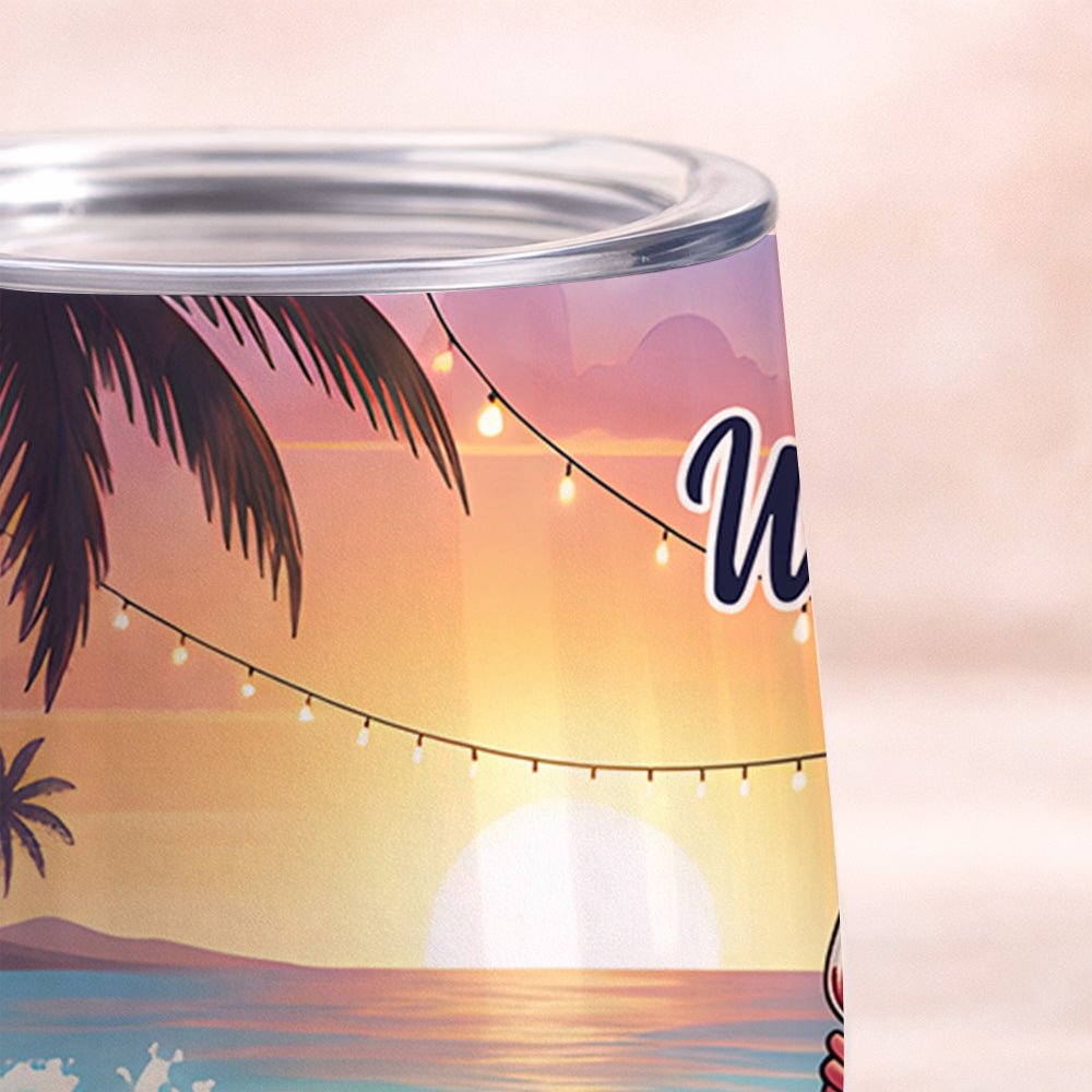 Vibrant Personalized Flamingo Wine Tumbler - Funny Stainless Steel Stemless Cup Gift - FlamingoAholic