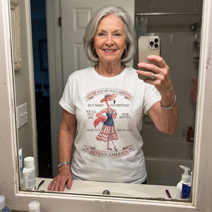 We May Be Old Ladies Defend America Patriotic Flamingo July 4th Shirt - FlamingoAholic