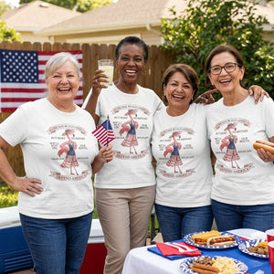 We May Be Old Ladies Defend America Patriotic Flamingo July 4th Shirt - FlamingoAholic