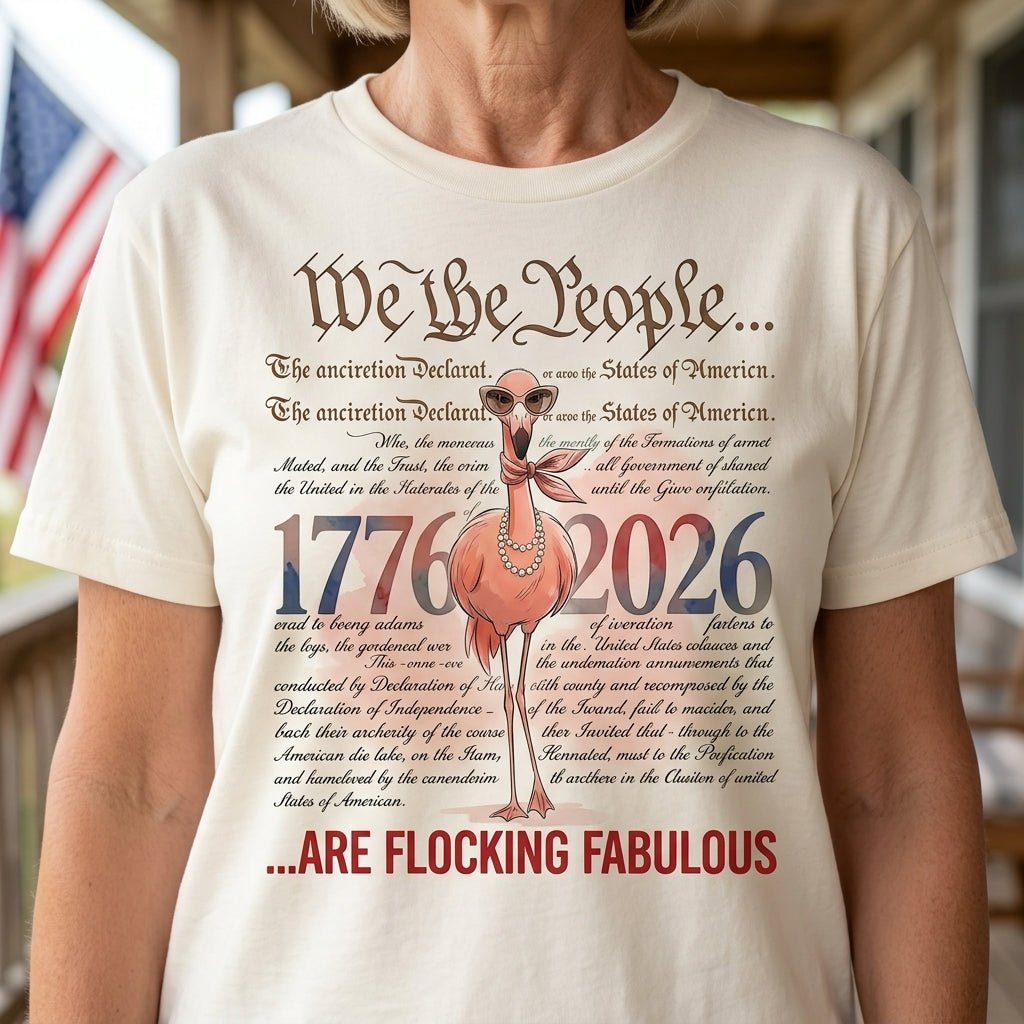 We The People Are Flocking Fabulous - Patriotic Flamingo T-Shirt - FlamingoAholic