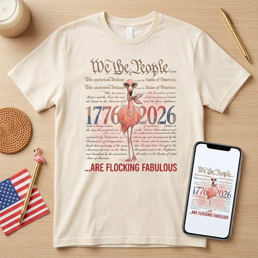 We The People Are Flocking Fabulous - Patriotic Flamingo T-Shirt - FlamingoAholic