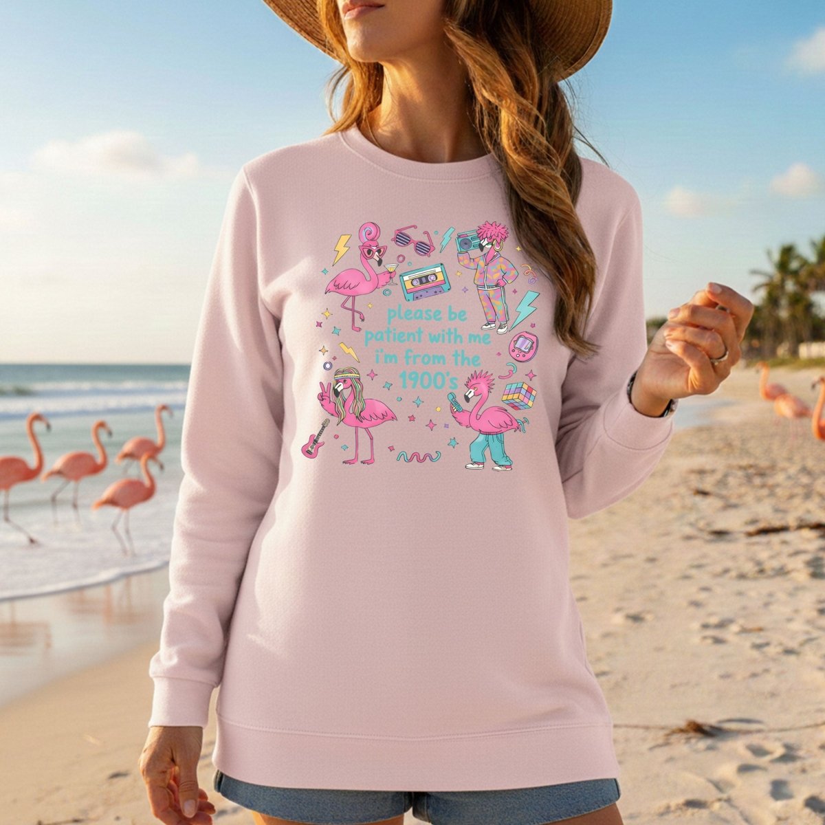 Witty 1900's Flamingo Shirt for Women - Funny Vintage 80s 90s Graphic Tee - FlamingoAholic