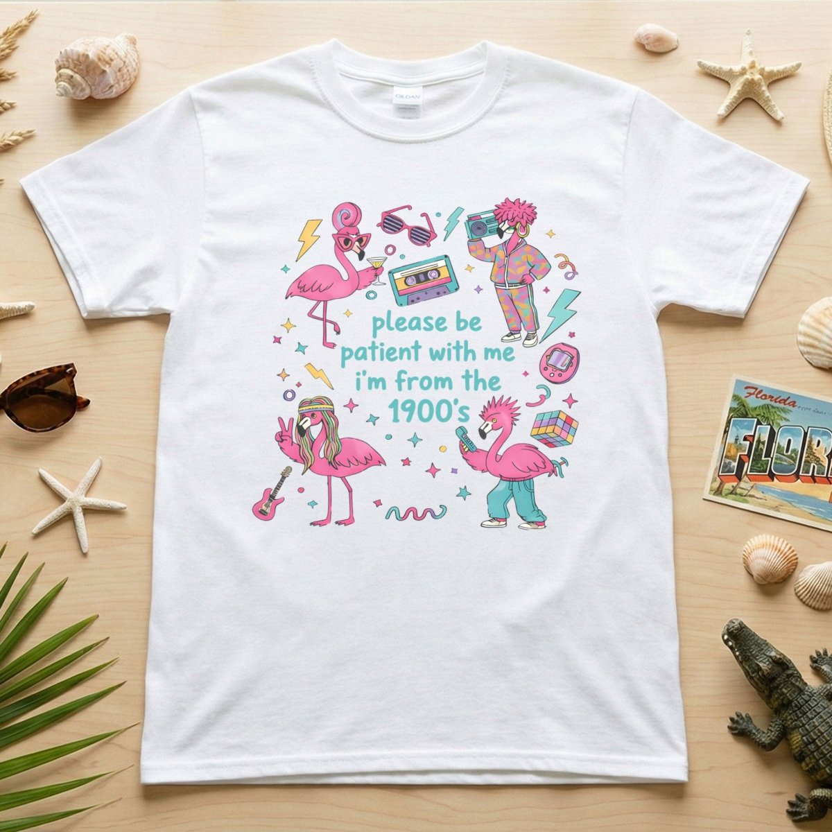 Witty 1900's Flamingo Shirt for Women - Funny Vintage 80s 90s Graphic Tee - FlamingoAholic