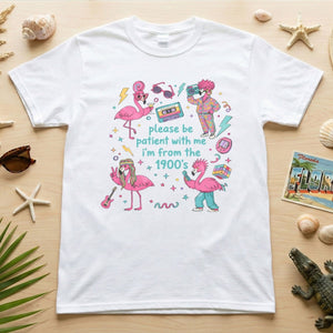 Witty 1900's Flamingo Shirt for Women - Funny Vintage 80s 90s Graphic Tee - FlamingoAholic