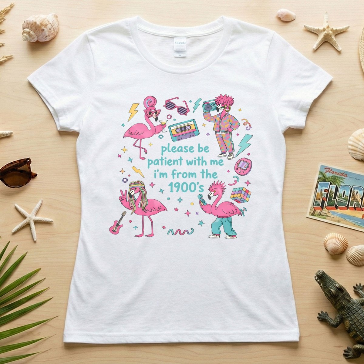Witty 1900's Flamingo Shirt for Women - Funny Vintage 80s 90s Graphic Tee - FlamingoAholic