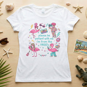 Witty 1900's Flamingo Shirt for Women - Funny Vintage 80s 90s Graphic Tee - FlamingoAholic