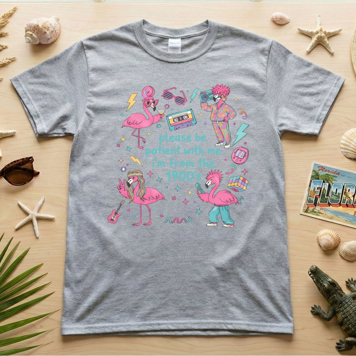 Witty 1900's Flamingo Shirt for Women - Funny Vintage 80s 90s Graphic Tee - FlamingoAholic