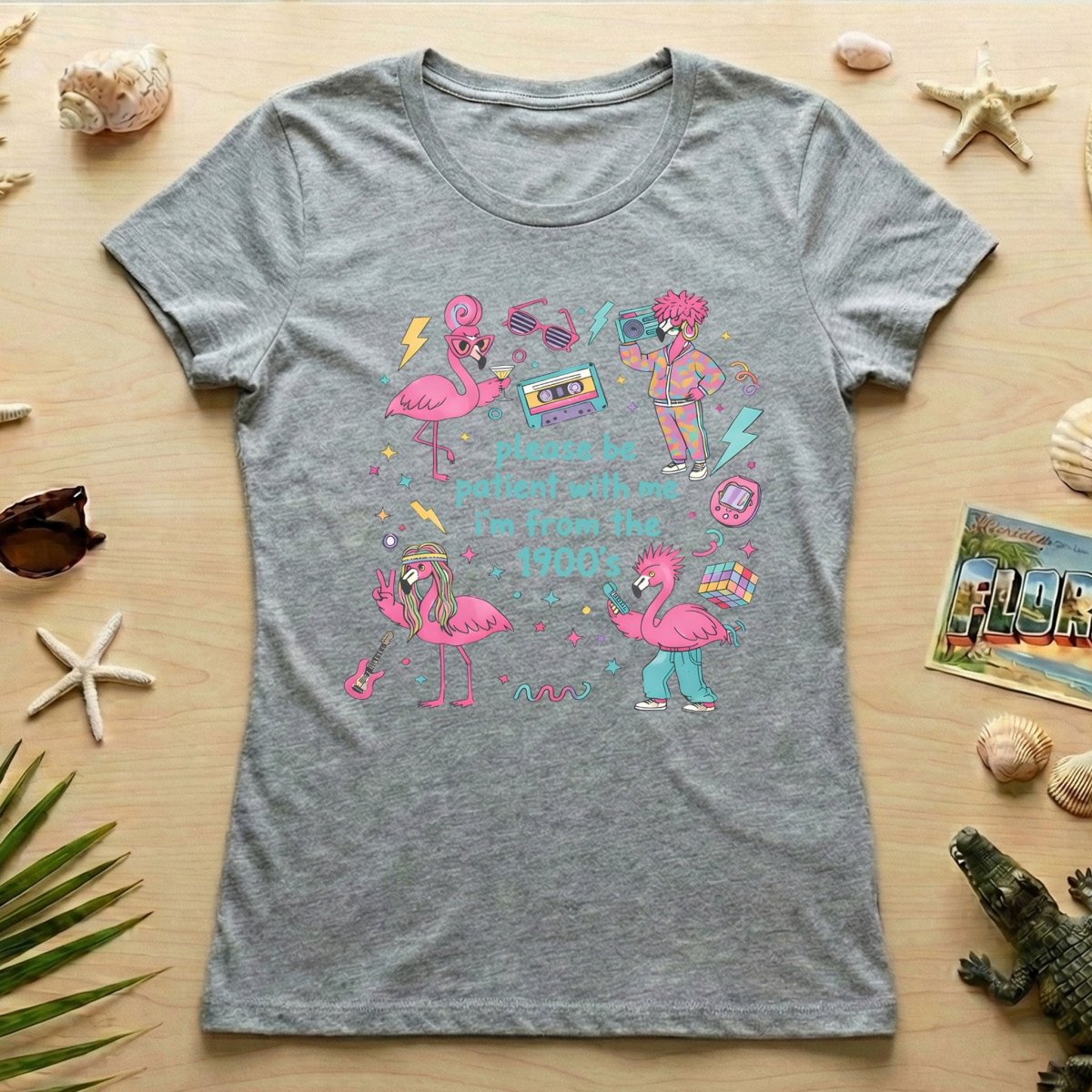 Witty 1900's Flamingo Shirt for Women - Funny Vintage 80s 90s Graphic Tee - FlamingoAholic