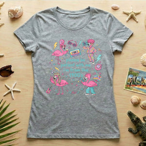Witty 1900's Flamingo Shirt for Women - Funny Vintage 80s 90s Graphic Tee - FlamingoAholic